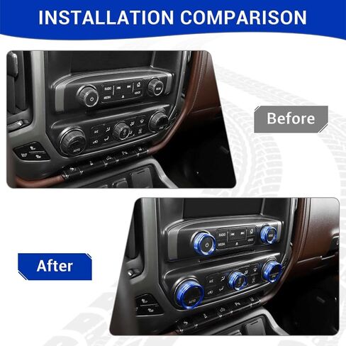 for Silverado Center Console Knob Cover Trim Ring Blue for Chevy Silverado/Suburban/GMC Sierra 2014-2018 Blue Interior Accessories 8pcs in Kuwait