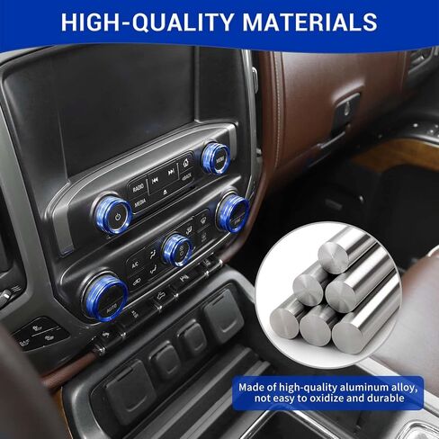 for Silverado Center Console Knob Cover Trim Ring Blue for Chevy Silverado/Suburban/GMC Sierra 2014-2018 Blue Interior Accessories 8pcs in Kuwait