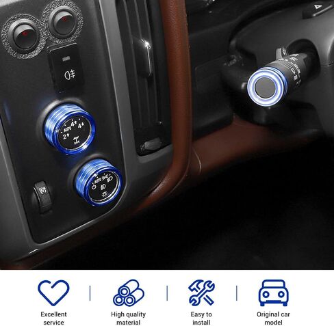 for Silverado Center Console Knob Cover Trim Ring Blue for Chevy Silverado/Suburban/GMC Sierra 2014-2018 Blue Interior Accessories 8pcs in Kuwait