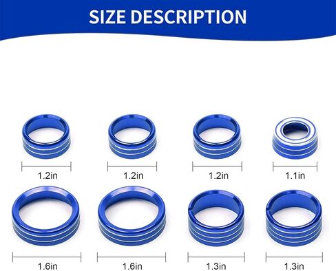 for Silverado Center Console Knob Cover Trim Ring Blue for Chevy Silverado/Suburban/GMC Sierra 2014-2018 Blue Interior Accessories 8pcs in Kuwait