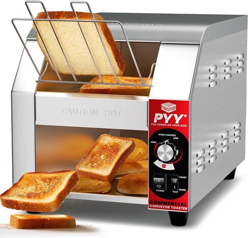 PYY Commercial Conveyor Toaster - Upgrade 1800W 400 Slices/Hour Electric Industrial Belt Toasters Oven Heavy Duty Stainless Steel Tostadora Transportadora for Bun Bread Restaurant Buffet Catering in Saudi Arabia