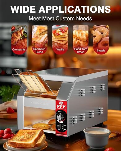 PYY Commercial Conveyor Toaster - Upgrade 1800W 400 Slices/Hour Electric Industrial Belt Toasters Oven Heavy Duty Stainless Steel Tostadora Transportadora for Bun Bread Restaurant Buffet Catering in Saudi Arabia