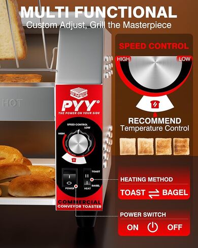PYY Commercial Conveyor Toaster - Upgrade 1800W 400 Slices/Hour Electric Industrial Belt Toasters Oven Heavy Duty Stainless Steel Tostadora Transportadora for Bun Bread Restaurant Buffet Catering in Saudi Arabia