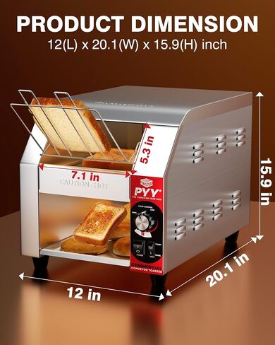 PYY Commercial Conveyor Toaster - Upgrade 1800W 400 Slices/Hour Electric Industrial Belt Toasters Oven Heavy Duty Stainless Steel Tostadora Transportadora for Bun Bread Restaurant Buffet Catering in Saudi Arabia