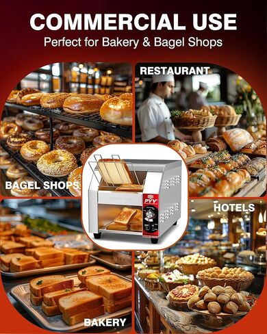 PYY Commercial Conveyor Toaster - Upgrade 1800W 400 Slices/Hour Electric Industrial Belt Toasters Oven Heavy Duty Stainless Steel Tostadora Transportadora for Bun Bread Restaurant Buffet Catering in Saudi Arabia