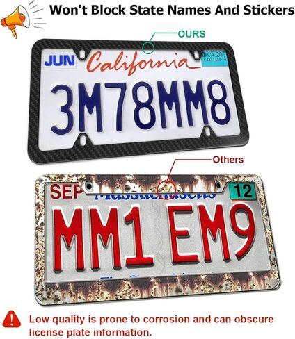 Mandark 2PCS Car License Plate Frames, Stainless Steel Automotive License Plate Covers, 4 Holes Rustproof Vehicle Front Rear Tag Holder Accessories, Universal for RV, SUV, Truck (Carbon Fiber) in Saudi Arabia