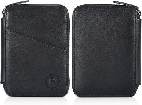 محفظة جواز السفر من الجلد المحبب بالكامل Polare مع فتحة AirTag RFID وحامل جواز السفر وغطاء ناعم ثنائي الطي مع سحاب YKK in Kuwait