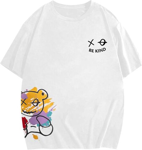 Men's Cartoon Bear Graphic Tee Shirts Short Sleeve Crew Neck Cool T-Shirt Tops in Kuwait