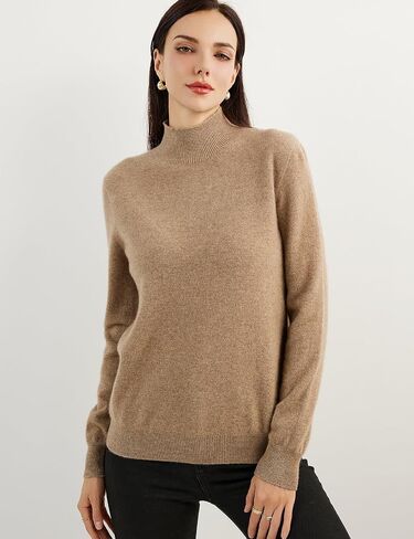 Women's 100% Pure Cashmere Sweater Mock Neck Long Sleeve Warm Leisure 2024 Fall Winter Knit Pullover in Kuwait