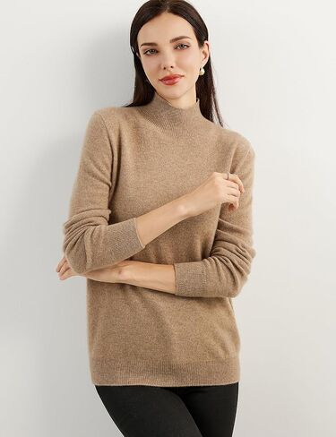 Women's 100% Pure Cashmere Sweater Mock Neck Long Sleeve Warm Leisure 2024 Fall Winter Knit Pullover in Kuwait