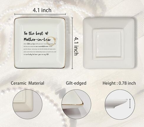 WODMIS Mother In Law Gifts Ceramic Jewelry Tray Dish, Mothers Day Grandma Bonus Mom,Mother In Law Wedding Gifts From Daughter In Law Jewelry Plate Ring Trinket Dish, Thank You Gift for New Mom 305 in Kuwait