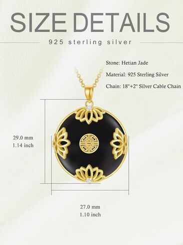 Jade Lotus Necklace for Women 14k Gold Plated Sterling Silver Round Jade Jewelry Birthday Christmas Gifts for Women Mom in Kuwait