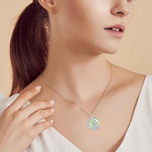 Jade Lotus Necklace for Women 14k Gold Plated Sterling Silver Round Jade Jewelry Birthday Christmas Gifts for Women Mom in Kuwait
