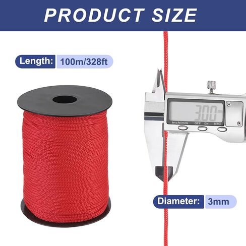 MECCANIXITY 1/8 Inch Polypropylene Rope Braided Ropes, 328ft Nylon Rope Hollow Utility Cord String for Clothesline, Camping, Hiking, Outdoor, White in Kuwait