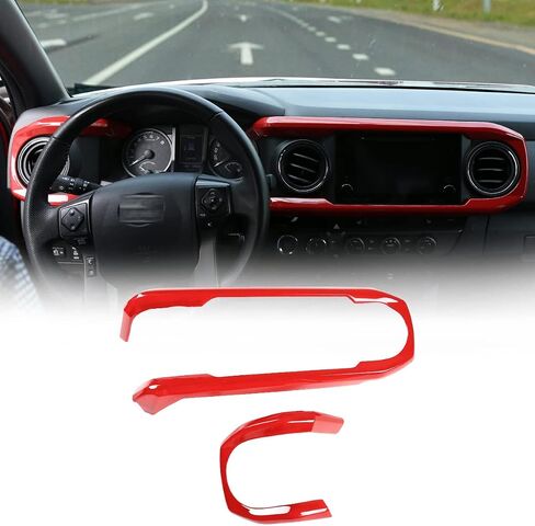 CHEAYAR Center Console Dashboard Panel Trim Interior Decoration Accessories Compatible for Toyota Tacoma 16-21 Center Consoles Dash Board Trim Made of ABS (Red) in Saudi Arabia