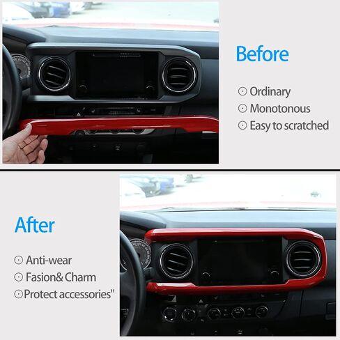 CHEAYAR Center Console Dashboard Panel Trim Interior Decoration Accessories Compatible for Toyota Tacoma 16-21 Center Consoles Dash Board Trim Made of ABS (Red) in Saudi Arabia