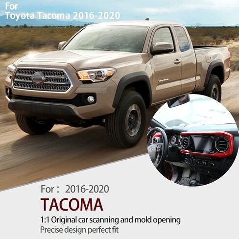 CHEAYAR Center Console Dashboard Panel Trim Interior Decoration Accessories Compatible for Toyota Tacoma 16-21 Center Consoles Dash Board Trim Made of ABS (Red) in Saudi Arabia