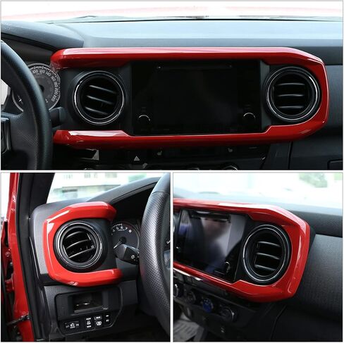 CHEAYAR Center Console Dashboard Panel Trim Interior Decoration Accessories Compatible for Toyota Tacoma 16-21 Center Consoles Dash Board Trim Made of ABS (Red) in Saudi Arabia