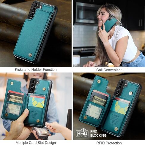 حافظة لهاتف سامسونج جالاكسي S21 بلس مع حامل بطاقات، حافظة محفظة لهاتف سامسونج S21 بلس للنساء والرجال مع خاصية حجب RFID، حافظة متينة مضادة للصدمات لهاتف جالاكسي S21 بلس 5G، أرجواني in Kuwait