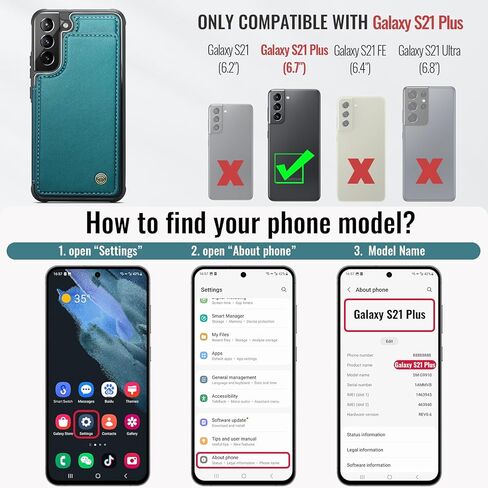 حافظة لهاتف سامسونج جالاكسي S21 بلس مع حامل بطاقات، حافظة محفظة لهاتف سامسونج S21 بلس للنساء والرجال مع خاصية حجب RFID، حافظة متينة مضادة للصدمات لهاتف جالاكسي S21 بلس 5G، أرجواني in Kuwait