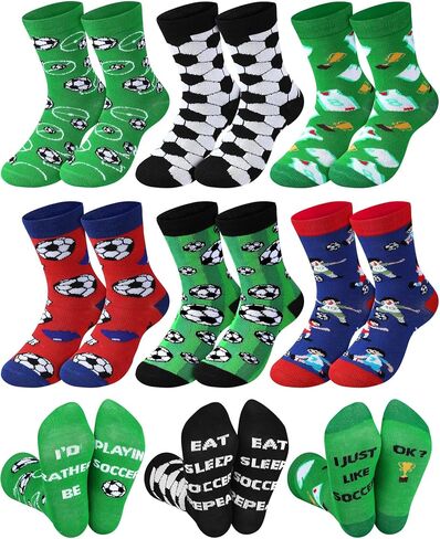 Haysandy 6 Pairs Novelty Sports Socks for Boys Kids Soccer Basketball Baseball Football Athletic Crew Sock for 8-12 Kids Gift in Kuwait