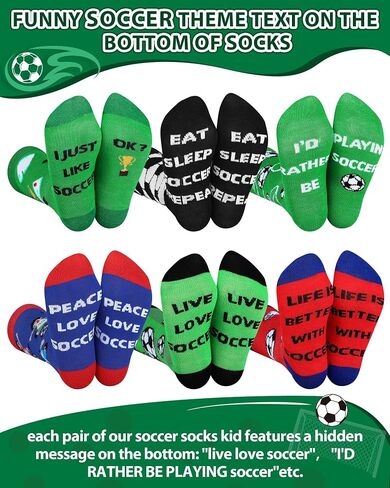 Haysandy 6 Pairs Novelty Sports Socks for Boys Kids Soccer Basketball Baseball Football Athletic Crew Sock for 8-12 Kids Gift in Kuwait