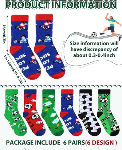 Haysandy 6 Pairs Novelty Sports Socks for Boys Kids Soccer Basketball Baseball Football Athletic Crew Sock for 8-12 Kids Gift in Kuwait