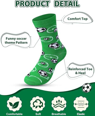 Haysandy 6 Pairs Novelty Sports Socks for Boys Kids Soccer Basketball Baseball Football Athletic Crew Sock for 8-12 Kids Gift in Kuwait