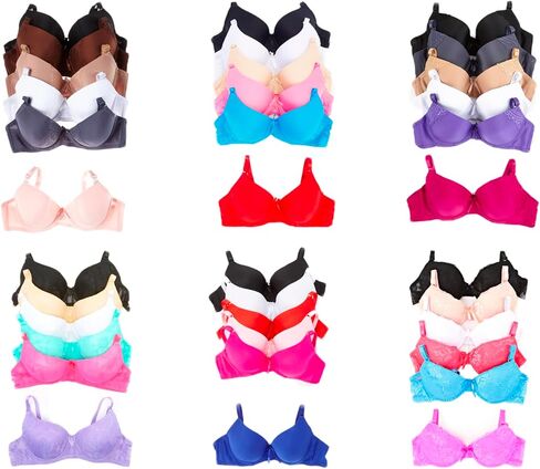 مجموعة Essentials Mystery Pack من 6 حمالات صدر يومية متنوعة من Mamia أو Sofra مقاسات 30A حتى 46DDD - عادية وكبيرة in Saudi Arabia