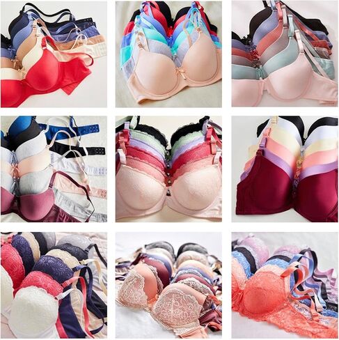 مجموعة Essentials Mystery Pack من 6 حمالات صدر يومية متنوعة من Mamia أو Sofra مقاسات 30A حتى 46DDD - عادية وكبيرة in Saudi Arabia