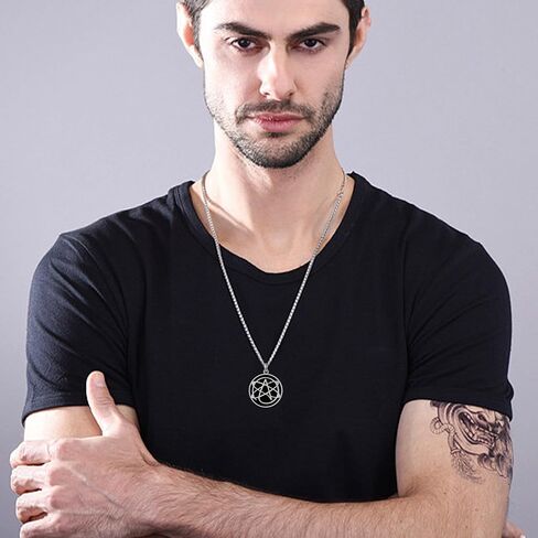Atheist Necklace Sterling Silver Obsidian/Abalone Shell Atheism Jewelry for Men in Kuwait