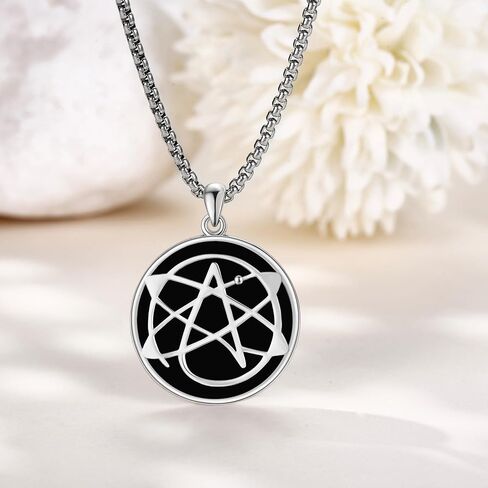 Atheist Necklace Sterling Silver Obsidian/Abalone Shell Atheism Jewelry for Men in Kuwait