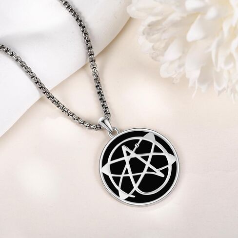 Atheist Necklace Sterling Silver Obsidian/Abalone Shell Atheism Jewelry for Men in Kuwait