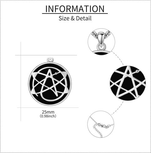Atheist Necklace Sterling Silver Obsidian/Abalone Shell Atheism Jewelry for Men in Kuwait