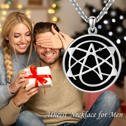 Atheist Necklace Sterling Silver Obsidian/Abalone Shell Atheism Jewelry for Men in Kuwait