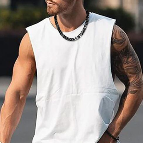 Bestyle Cuban Link Chain for Men, 5/7/9/12 mm Stainless Steel/Black/Gold Miami Cuban Chains for Men, 18/20/ 22/24/ 26/28/ 30 Inch, Gift for Husband Father in Saudi Arabia