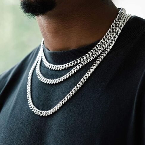 Bestyle Cuban Link Chain for Men, 5/7/9/12 mm Stainless Steel/Black/Gold Miami Cuban Chains for Men, 18/20/ 22/24/ 26/28/ 30 Inch, Gift for Husband Father in Saudi Arabia
