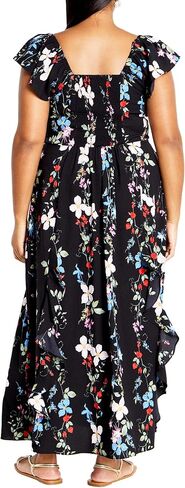City Chic Women's Flutter Sleeve V Neck Floral Print Maxi Dress in Kuwait