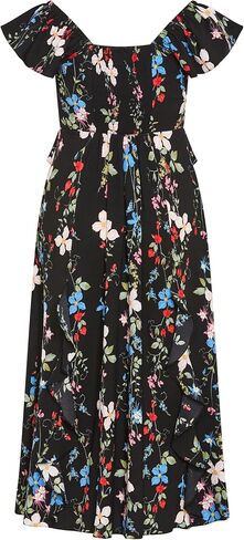 City Chic Women's Flutter Sleeve V Neck Floral Print Maxi Dress in Kuwait