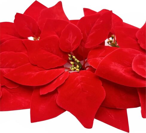 M2cbridge Artificial Christmas Flowers Red Velvet Poinsettia Floral Picks for Christmas Wreath Tree Ornaments(12pcs Velvet) in Saudi Arabia