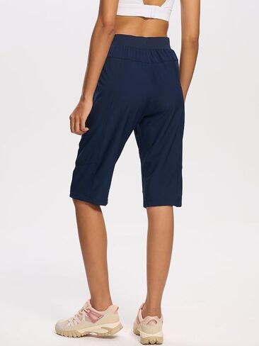 DEVOROPA Womens Hiking Shorts Below The Knee Quick Dry Lightweight Cargo Capris Bermuda Shorts Zip Pockets for Travel Casual in Saudi Arabia