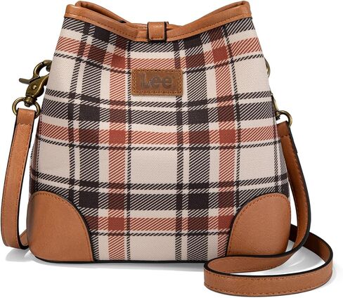 Montana West x Lee Plaid Bucket Bag for Women Hobo Crossbody Shoulder Handbag with Adjustable Detachable Strap in Kuwait