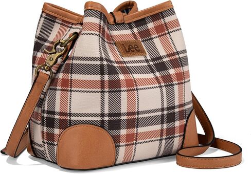 Montana West x Lee Plaid Bucket Bag for Women Hobo Crossbody Shoulder Handbag with Adjustable Detachable Strap in Kuwait