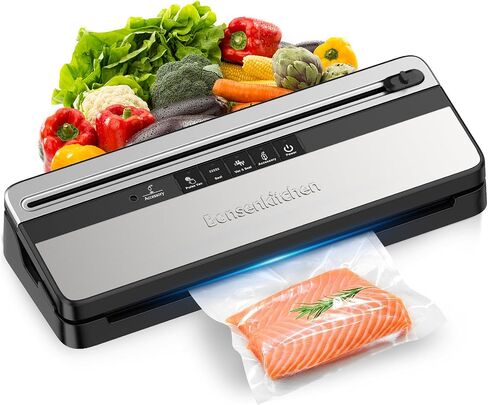 Bonsenkitchen Vacuum Sealer Machine, Multi-Functional Food Sealer with 50 Vacuum Bags & 1 Roll for Food Storage, Built-in Cutter, Globefish Technology for High-Speed Continuous Working, Black in Saudi Arabia