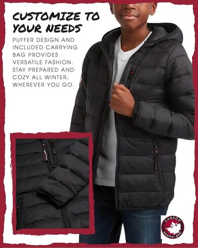 CANADA WEATHER GEAR Boys' Puffer Jacket - Lightweight Packable Bubble Coat, Water Resistant Outerwear Jackets for Boys (8-20) in Kuwait