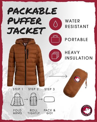 CANADA WEATHER GEAR Boys' Puffer Jacket - Lightweight Packable Bubble Coat, Water Resistant Outerwear Jackets for Boys (8-20) in Saudi Arabia