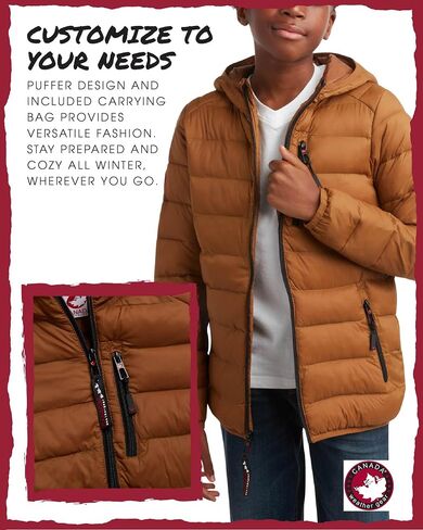 CANADA WEATHER GEAR Boys' Puffer Jacket - Lightweight Packable Bubble Coat, Water Resistant Outerwear Jackets for Boys (8-20) in Saudi Arabia