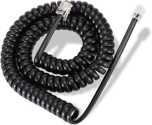 Phone Cords 25 FT Uncoiled (3.1 FT Coiled), 2 Pack Telephone Cords for Landline Phones, RJ9 Black Curly Phone Line Cord for Corded Landline Phone, Ofiice/Home Use in Saudi Arabia