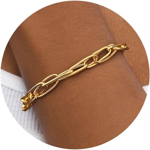 Gold Bracelets for Women, 14K Gold Plated/Silver Womens Bracelets Dainty Layered Gold Cuban Link Chain Bracelets for Women Trendy Chunky Stackable Gold Bracelet Set Jewelry Gift in Saudi Arabia