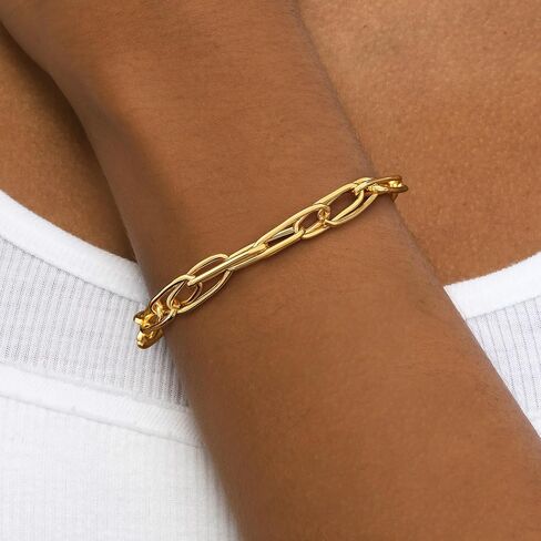 Gold Bracelets for Women, 14K Gold Plated/Silver Womens Bracelets Dainty Layered Gold Cuban Link Chain Bracelets for Women Trendy Chunky Stackable Gold Bracelet Set Jewelry Gift in Saudi Arabia